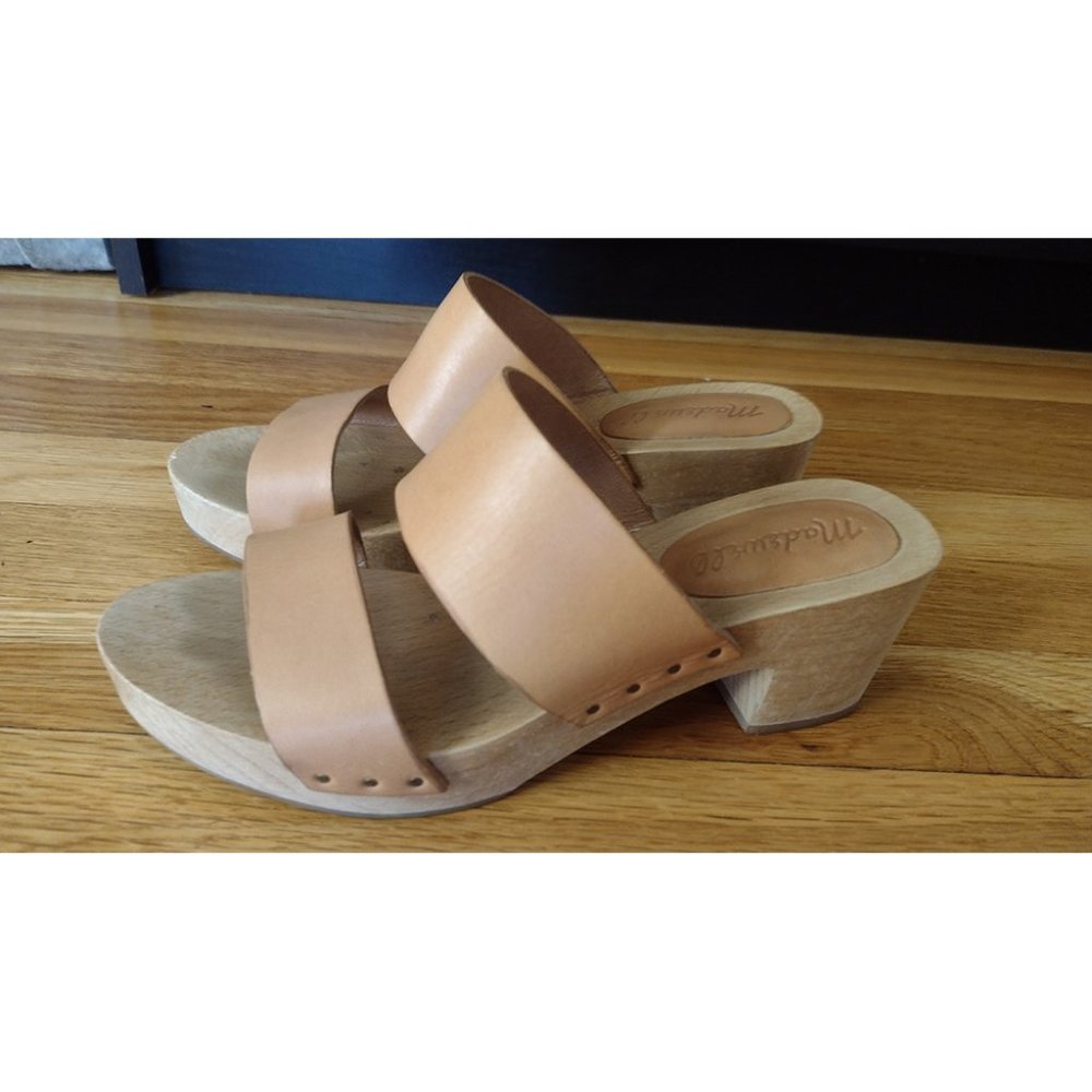 Madewell Clara Clog Sandals, Tan/Brown Leather, Size 6